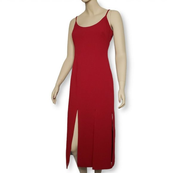 Dress the Population Devon Crepe Midi Dress Womens Medium Red - Picture 2 of 10
